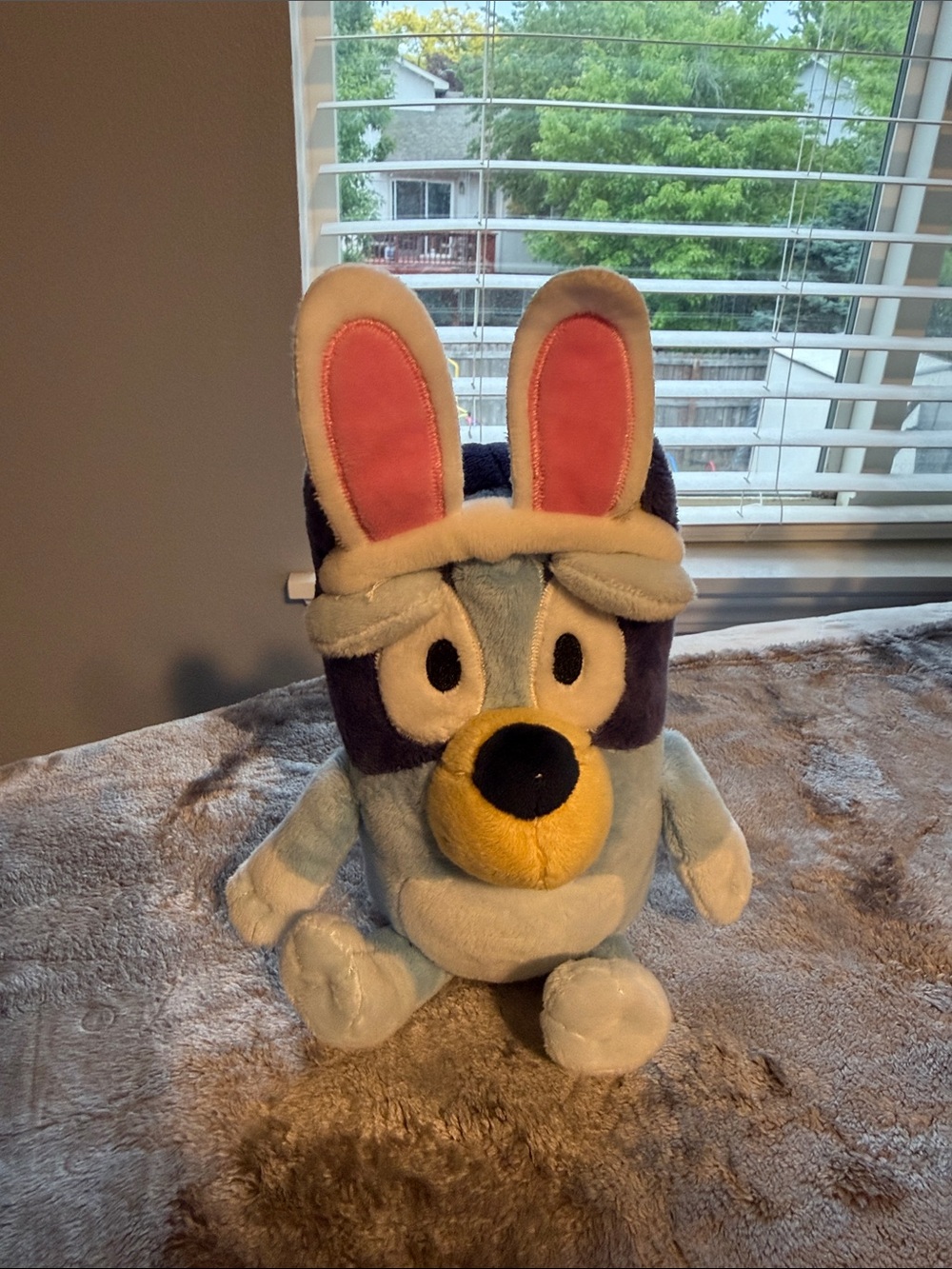Blue Plush Character with Dark Blue Spots - Bluey Tag